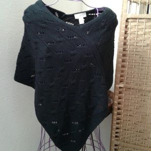 Black asymmetrical poncho